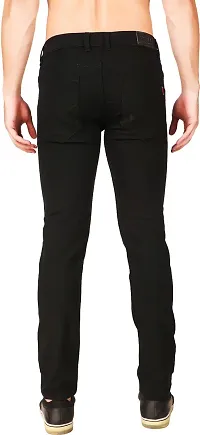 PODGE Stylish Black Denim Solid Mid-Rise Jeans For Men-thumb1