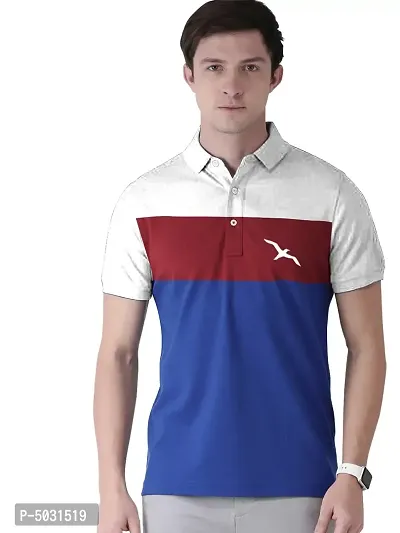 Men's Multicoloured Cotton Blend Striped Polos T-Shirt-thumb2