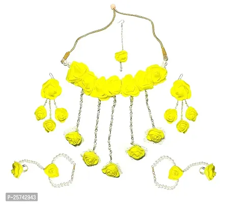 Stylish Fancy Designer Yellow Fabric Jewellery Set For Women-thumb0