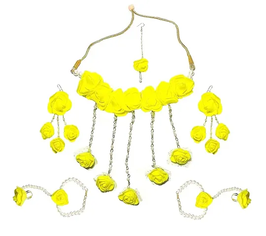 Stylish Fancy Designer Yellow Fabric Jewellery Set For Women
