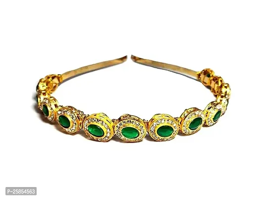 Pinooz Club Kundan Gold Plated Hair Band for Women and Girls Bride Fancy Band