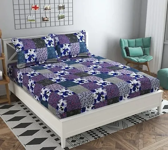 Super Soft Microfiber Double Bedsheet with 2 Pillow Covers