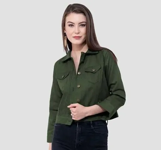 Trendy Women's Cotton Blend Solid Women Jacket