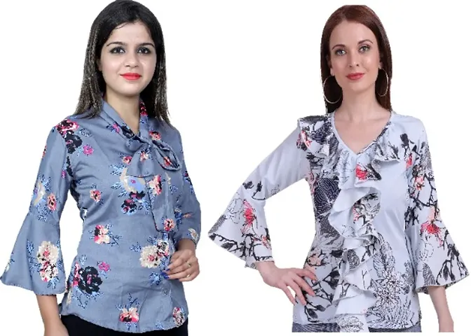 Trendy Floral Printed Casual wear Top combo of 2