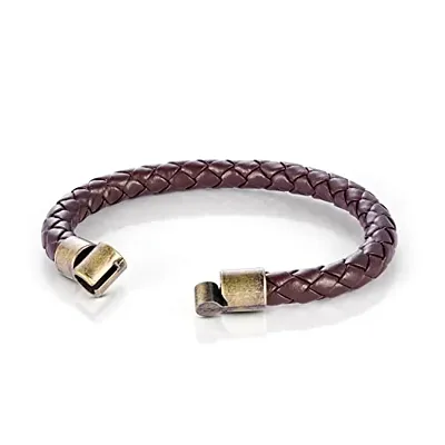 THE MEN THING Leather Bracelet for Men  American Style Brown Genuine  Leather MultiLayer Braided Bracelet