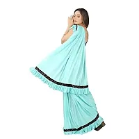 Market Magic World Women's Lycra Ruffled Ready to Wear Saree Trending festive Season Design Sequence Fancy Patch Lace Border with Blouse Piece (Firozi)-thumb2