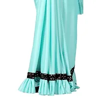 Market Magic World Women's Lycra Ruffled Ready to Wear Saree Trending festive Season Design Sequence Fancy Patch Lace Border with Blouse Piece (Firozi)-thumb4