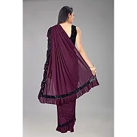 Market Magic World Women's Lycra Ruffled Ready to Wear Saree Trending festive Season Design Sequence Fancy Patch Lace Border with Blouse Piece (Wine)-thumb3