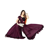 Market Magic World Women's Lycra Ruffled Ready to Wear Saree Trending festive Season Design Sequence Fancy Patch Lace Border with Blouse Piece (Wine)-thumb4