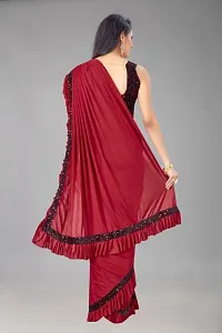 Women's Ready to Wear Lycra blend Saree With Blouse Piece-thumb1