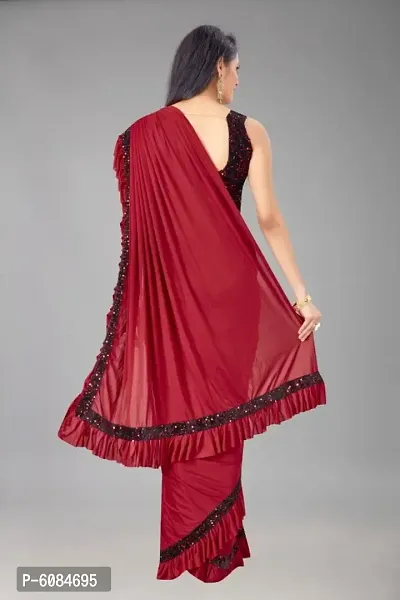 Women's Ready to Wear Lycra blend Saree With Blouse Piece-thumb2