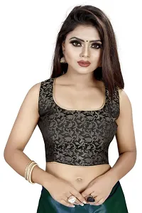 Trendy Satin Saree with Printed Brocade Blouse piece-thumb3