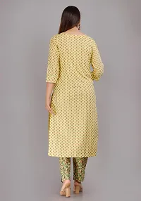 NEOCLASSY Women Foil Print  Gota Patti Work Straight Cotton Kurta, Pyjama  Dupatta Set Yellow-thumb1
