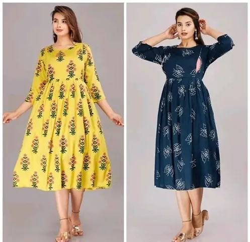 Combo Of 2 Rayon Kurtis