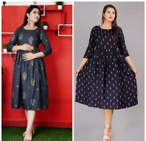 Beautiful Rayon Anarkali Kurti For Women Pack Of 2