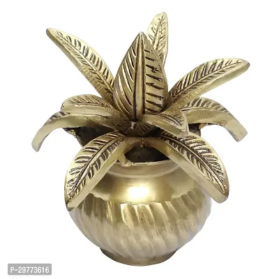 Brass Mangalkari Kalash for Pooja with Leafs Showpiece-thumb2