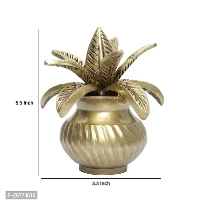 Brass Mangalkari Kalash for Pooja with Leafs Showpiece-thumb4