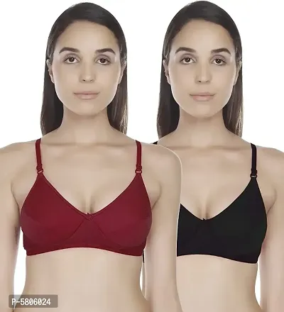 FANCY BRA COLOURED BLACK MAROON PACK OF 2