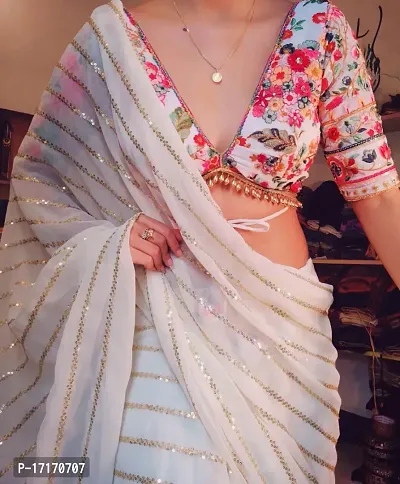 Embellished Bollywood Georgette Saree  Rasmalai (White)-thumb0