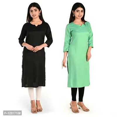 Fancy Rayon Kurti for Women Pack of 2-thumb0