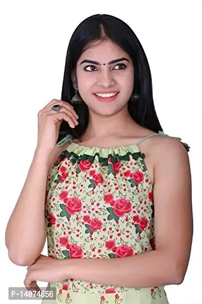 A to Z Enterprises Women's Cotton Printed Anarkali Kurti Color Light Green-thumb5