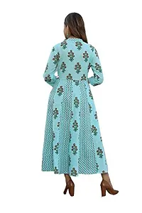 A to Z Enterprises Women's Cotton Printed Anarkali Kurti Color Sky Blue-thumb4