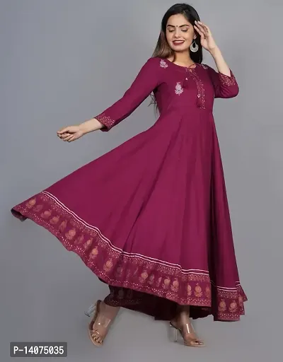 Casual Embroidered Women Maroon Kurti (Medium)