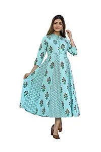 A to Z Enterprises Women's Cotton Printed Anarkali Kurti Color Sky Blue-thumb2