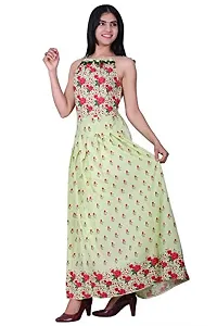 A to Z Enterprises Women's Cotton Printed Anarkali Kurti Color Light Green-thumb3