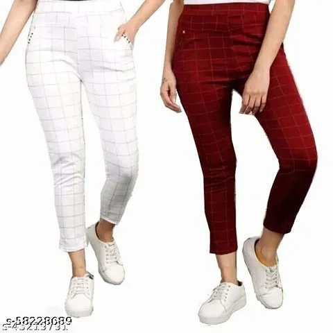 Pack Of 2 Checked Jeggings Combo For Women