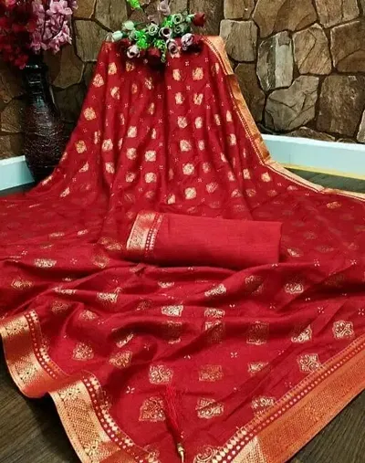 Alluring Cotton Blend Saree with Blouse piece 