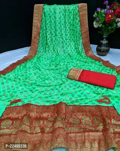 Stylish Lycra Blend Saree with Blouse Piece-thumb0