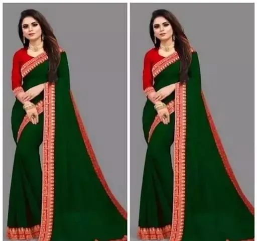 Stylish Georgette Saree with Blouse Piece Pack of 2