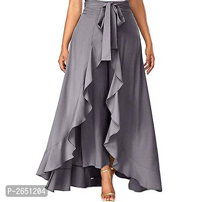 Women's Ruffle Solid Grey  Palazzos-thumb0