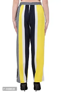 Elegant Yellow Striped Crepe Trousers For Women-thumb2
