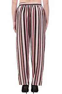 Elegant Brown Striped Crepe Trousers For Women-thumb3