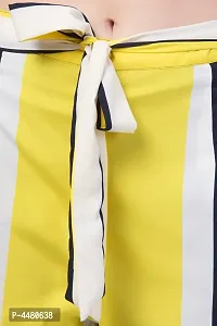 Elegant Yellow Striped Crepe Trousers For Women-thumb3