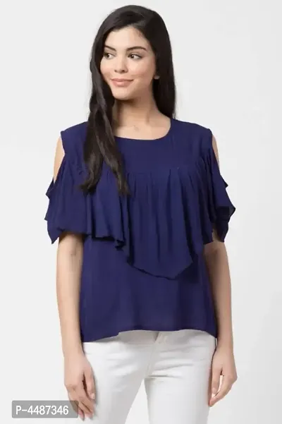 UNIYALS Blue Stylish Rayon Top