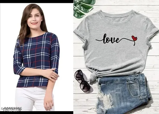 Trendy and Stylish COMBO of  Crepe Top and Cotton Tshirt
