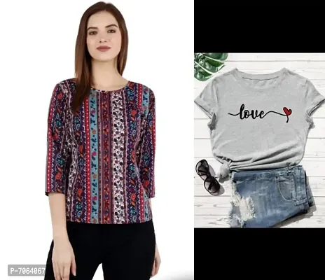 Trendy and Stylish COMBO of  Crepe Top and Cotton Tshirt