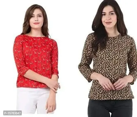 Trendy and Casual Printed Crepe Top Combo-thumb0