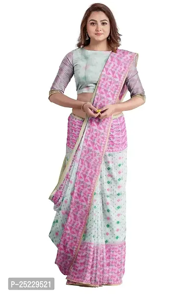 Pink printed handloom Saree
