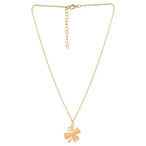 PENDANT WITH CHAIN 4 Petal Flower. .MADE IN INDIA. BRASS MATERIAL.GOLD PLATED.