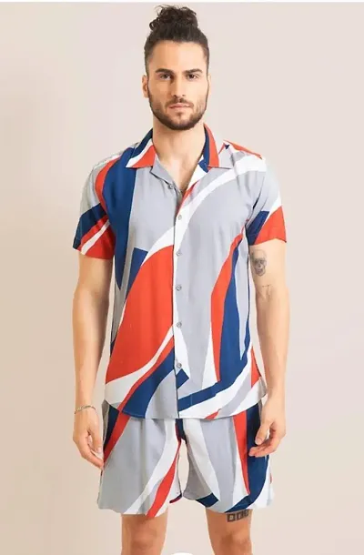 Trendy Mens Shirt  Bottom Short Sets