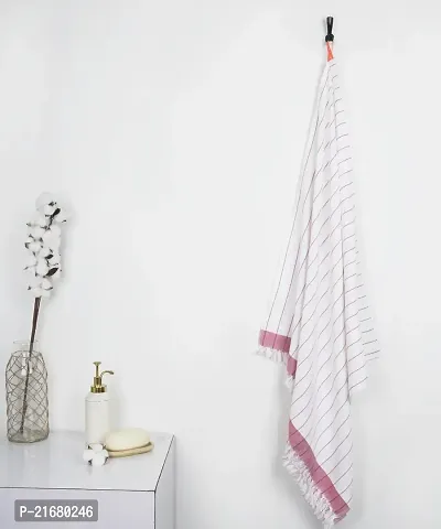 Thirsty Towel - Cambric Pin-Stripe Bath Towel - Merlot Mauve