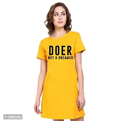 Stylish Yellow Cotton Blend Printed T-shirt For Women-thumb0