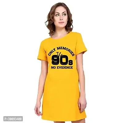 Stylish Yellow Cotton Blend Printed T-shirt For Women-thumb0