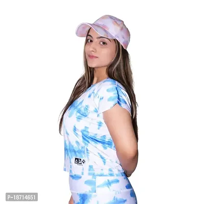 AKIBA Women's Workout Tie-Dye Gym T-Shirt Crop Top with Half Sleeves and Round Neck-thumb5