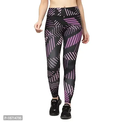 AKIBA Printed/Color High Waist Sports Leggings/Stretch Tights Pant/Ankle Length Athletic Lower for Women/Girl