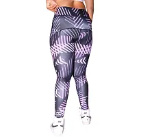 AKIBA Printed/Color Polyester Lycra Sports Leggings/Stretch Tights Pant/Ankle Length Athletic Lower for Women/Girl (S)-thumb1